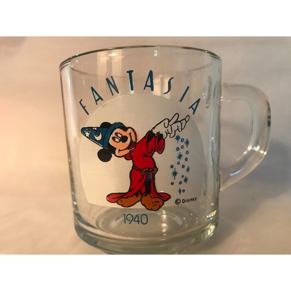 DISNEY-ANCHOR HOCKING "Mickey Mouse" Fantasia 1940 Glass Mug/Cup
